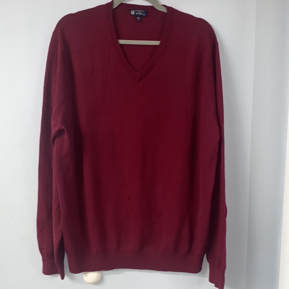 J CREW ITALIAN MERINO WOOL HEFTIER LIGHTWEIGHT WARM V NECK IN BURGUNDY COLORED - Picture 1 of 9